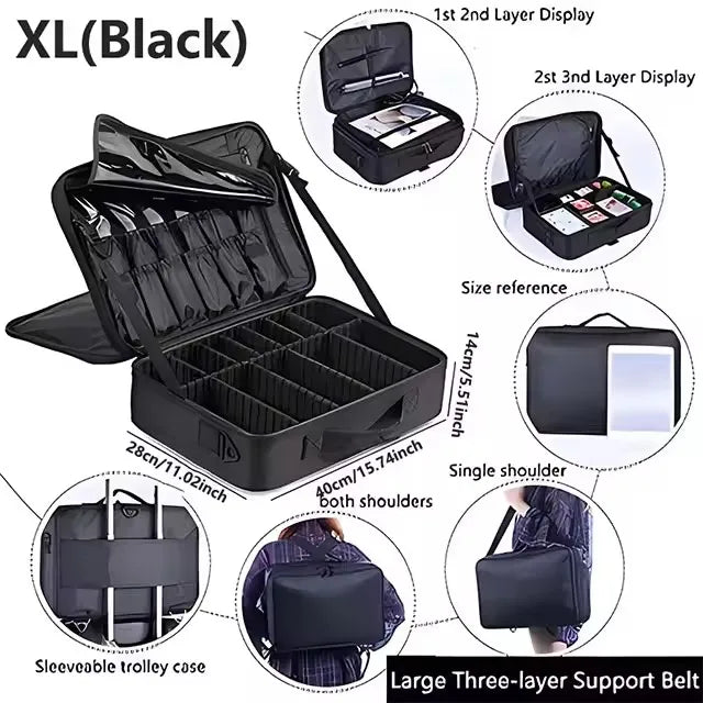 Large Capacity Waterproof Makeup Bag with Zipper Closure