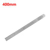 A stainless steel precision straight ruler marked in millimeters, showing a length of 400mm.