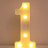 A glowing yellow LED letter light shaped like the number one, used for home and party decor.