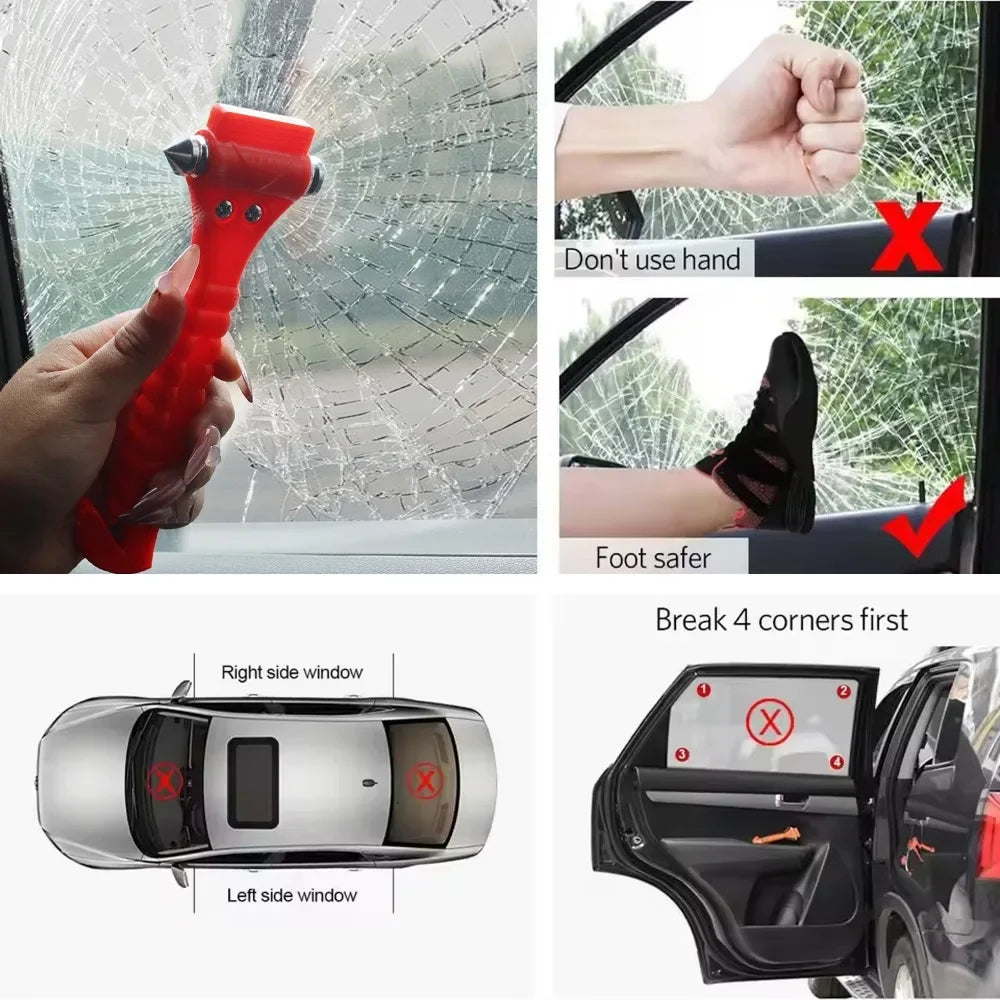 Emergency Escape Hammer with Seatbelt Cutter