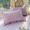 Seersucker Duvet Cover Set with Lace Trim
