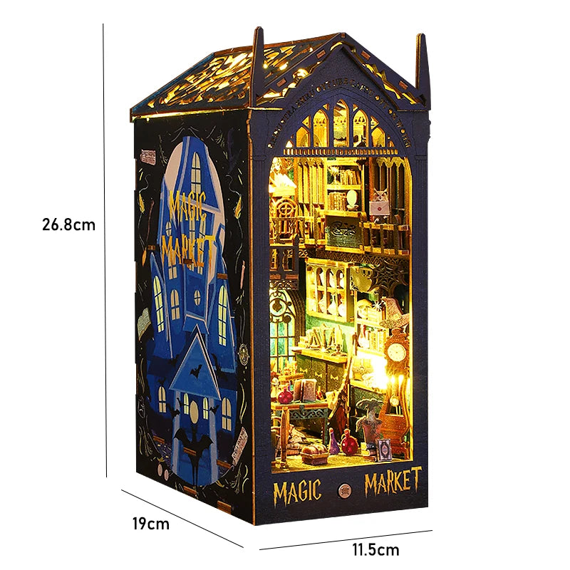 DIY Wooden Book Nook Kit with LED Lighting