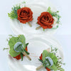 Burnt Orange Silk Boutonniere Set for Wedding Groom and Groomsmen