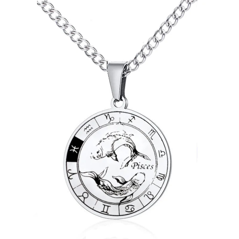 Collier Constellation du Zodiaque en Acier Inoxydable