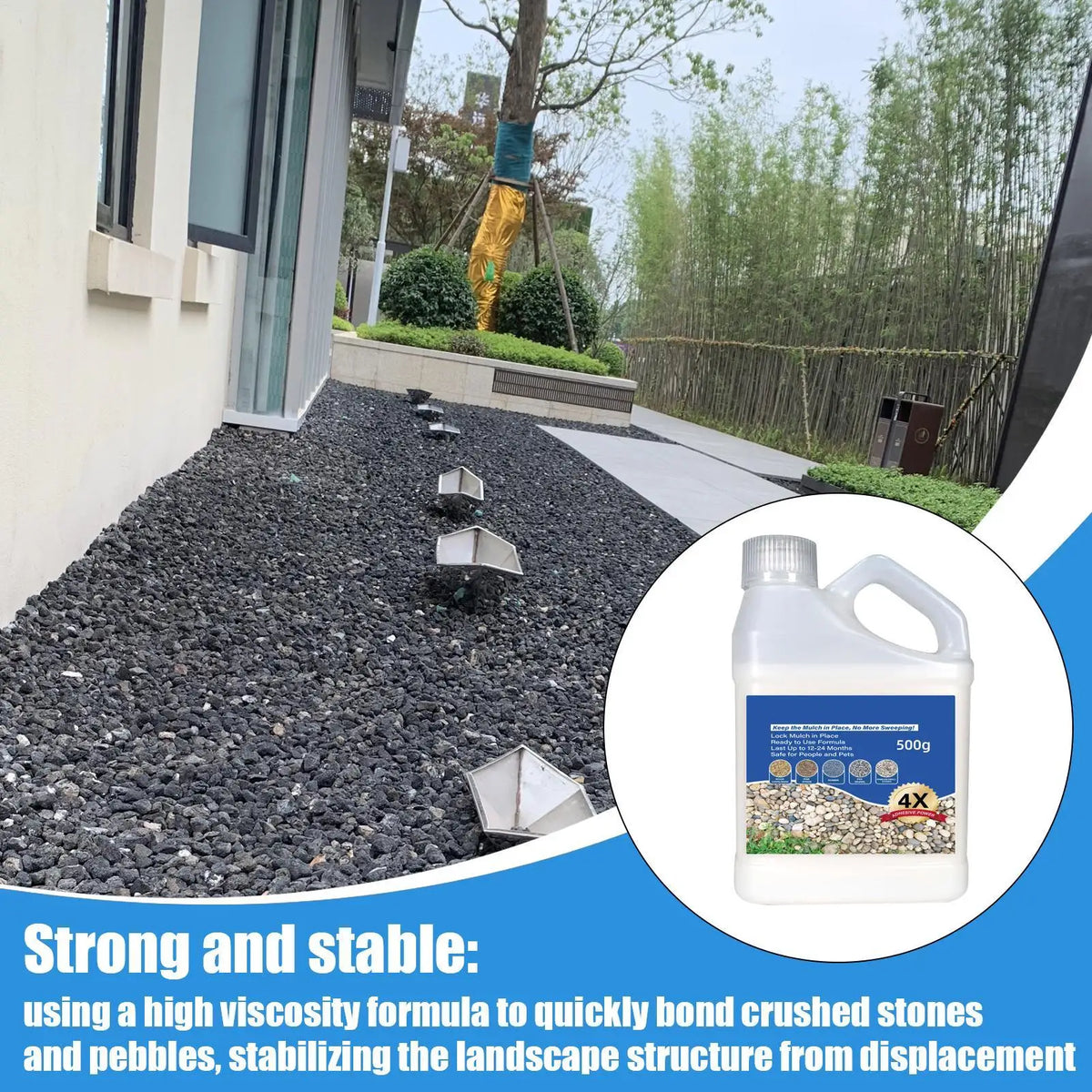 Pea Gravel & Rock Adhesive - Fast-Drying Stone Glue for Outdoor Landscaping