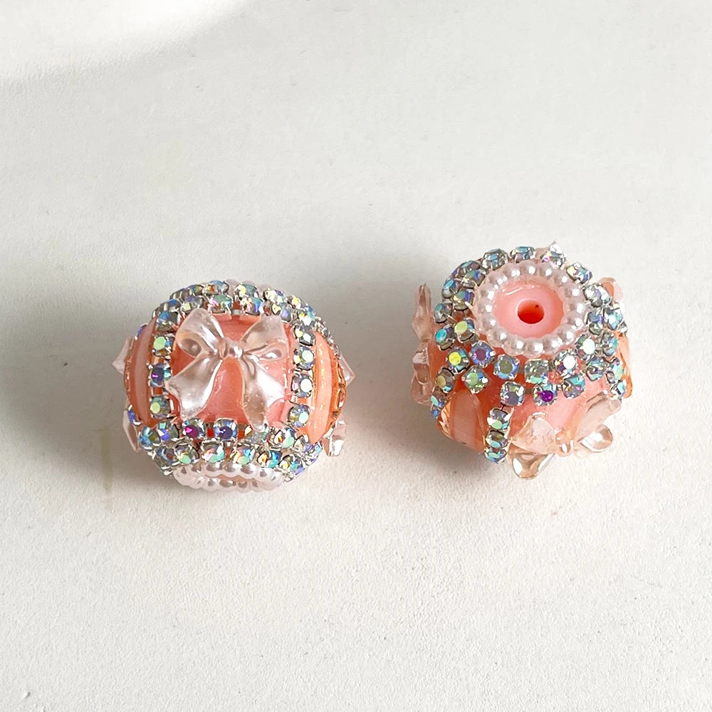 Acrylic Bow Rhinestone Beads for Jewelry Making - 50 Pieces