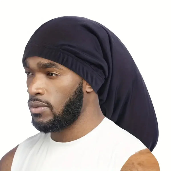 Satin Long Tail Hair Bonnet for Men - Anti-Frizz Night Cap for Braids