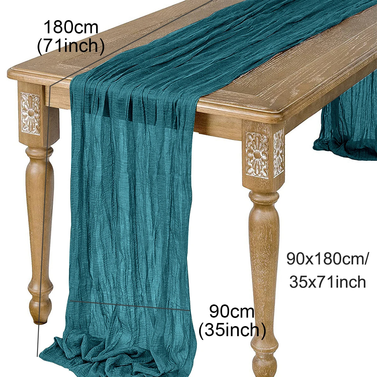 Semi-Sheer Gauze Table Runner in Sage