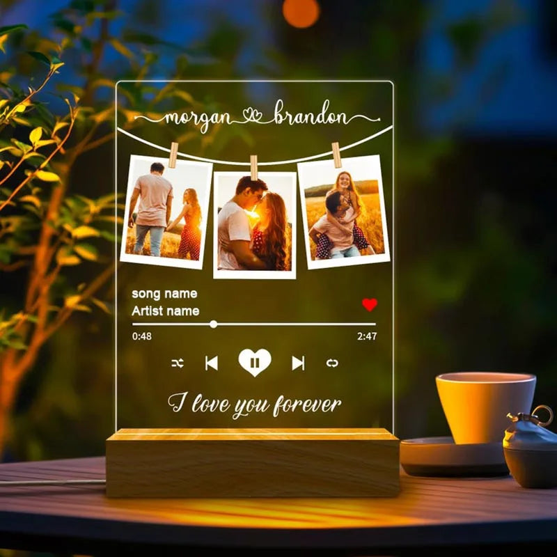 Personalized Spotify Music Photo Plaque with LED Night Light
