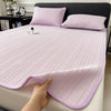 Ice Silk Cooling Bed Pad with Pillowcases – Breathable & Soft Summer Bed Mat