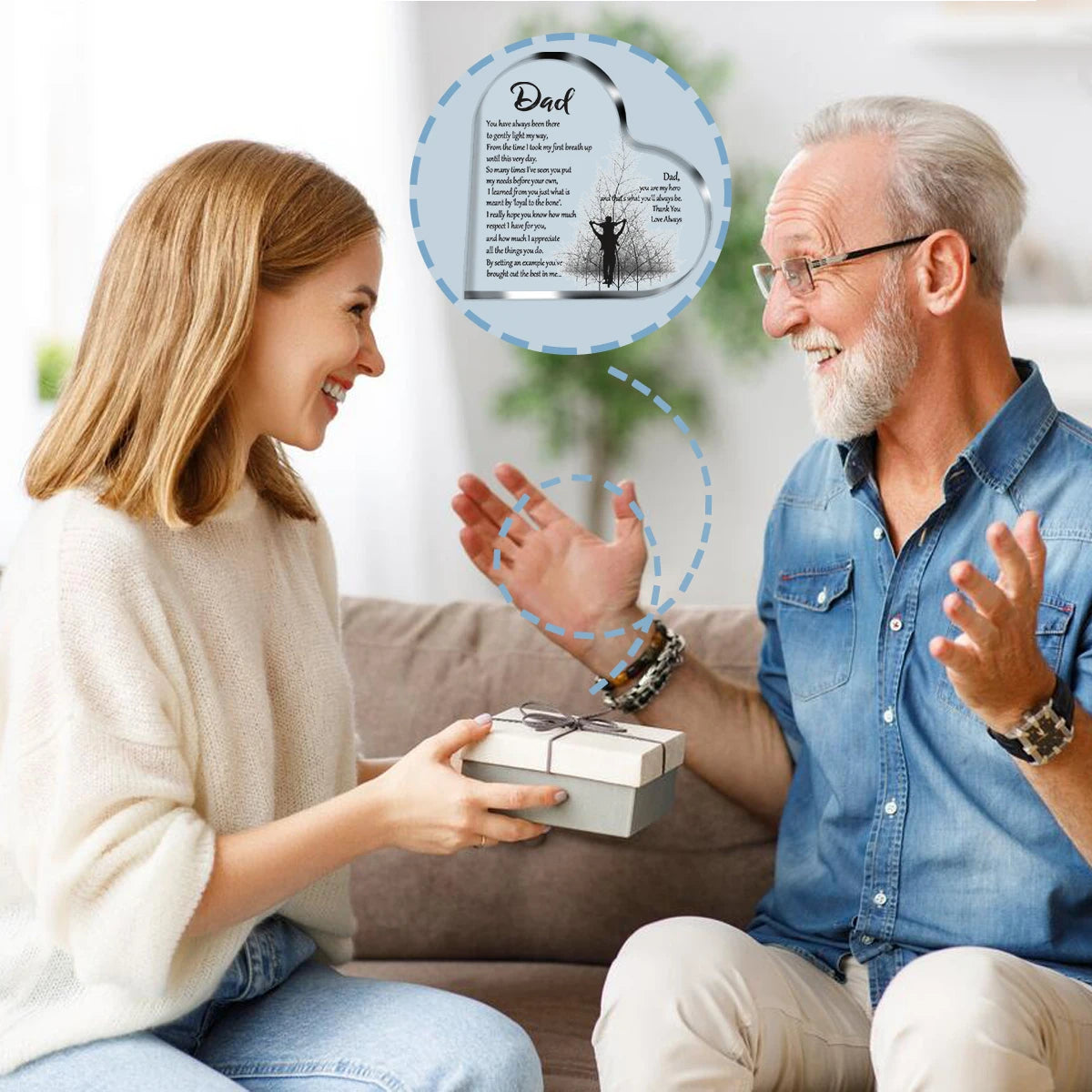 Heart-Shaped Acrylic Keepsake Plaque for Dad