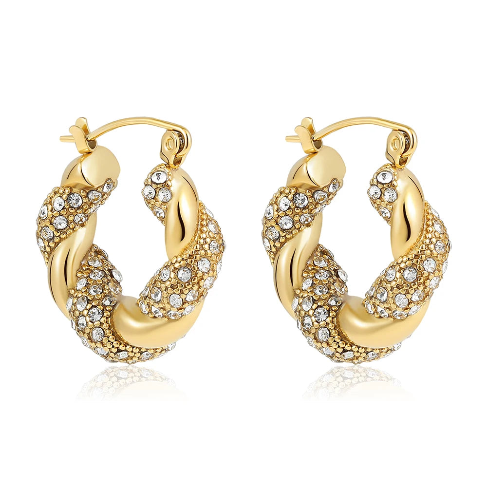 Geometric Gold Plated Huggie Hoop Earrings