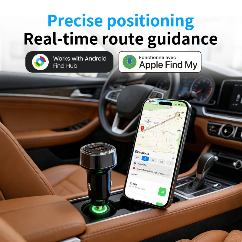 30W Type-C Car Charger with GPS Tracker