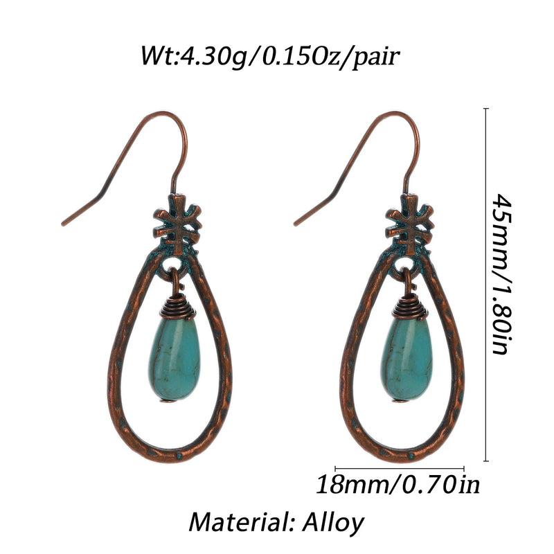 Boho Turquoise Geometric Drop Earrings