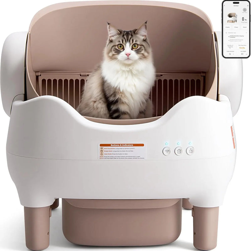 Smart Automatic Self-Cleaning Cat Litter Box with App Control