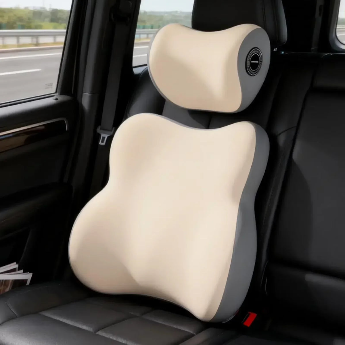 Memory Foam Car Neck & Lumbar Support Cushion Set