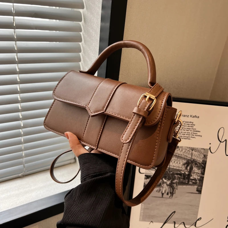 Vintage-Style PU Leather Crossbody Bag