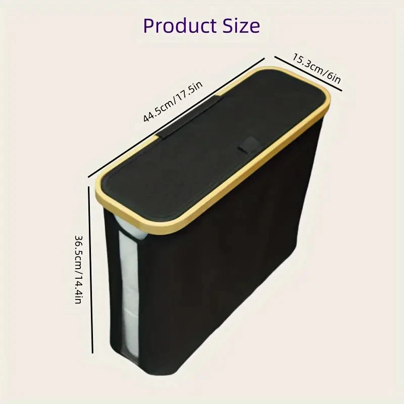 Bamboo and Oxford Cloth Toiletry Storage Basket with Lid