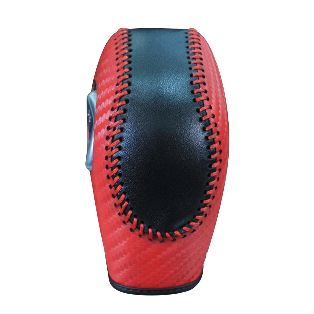 Red and black carbon fiber gear shift knob cover for Ford vehicles