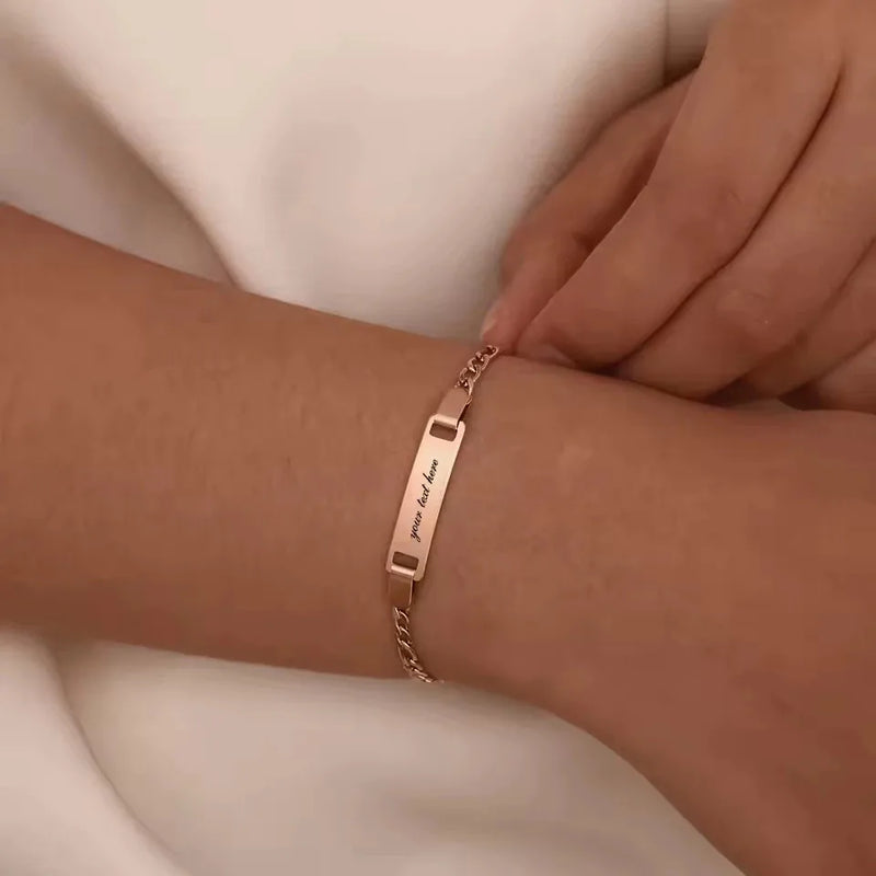 Personalized Gold-Plated Stainless Steel Link Bracelet