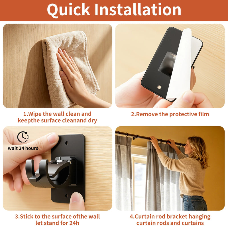 No-Drill Adhesive Curtain Rods