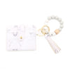 Silicone Bead Bracelet Leather Card Holder Wristlet