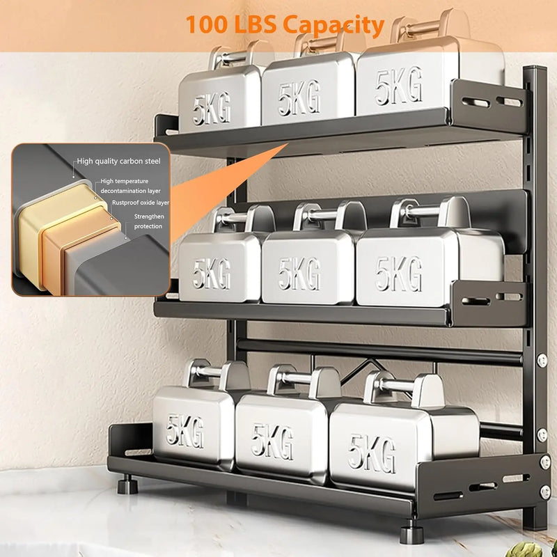 Adjustable 3-Tier Countertop Spice Rack with Knife Holder