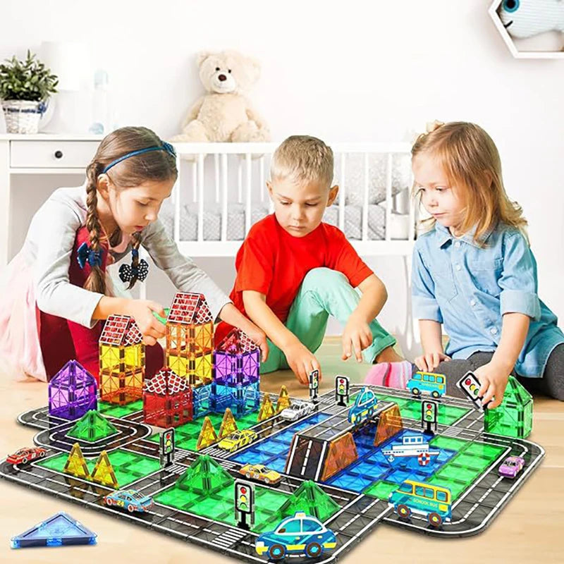 Magnetic Tiles Road Building Set for Kids