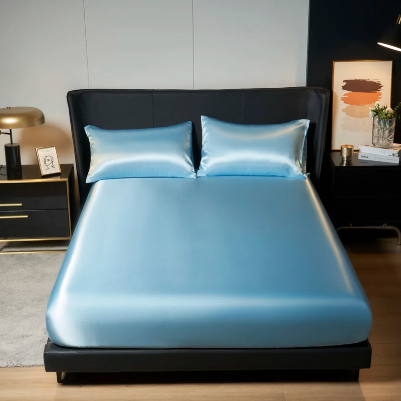 Silky Ice Silk Fitted Sheet with Elastic Edge