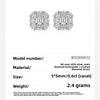 Square Moissanite Stud Earrings in Rhodium-Plated Silver