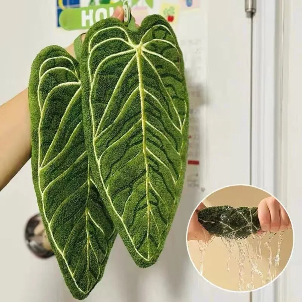 Leaf Design Ultra-Absorbent Quick-Dry Hand Towel with Hanging Loop