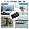 Flexible rubber U-channel edge protector trim shown in automotive, glass table, control cabinet, and boat edge applications.