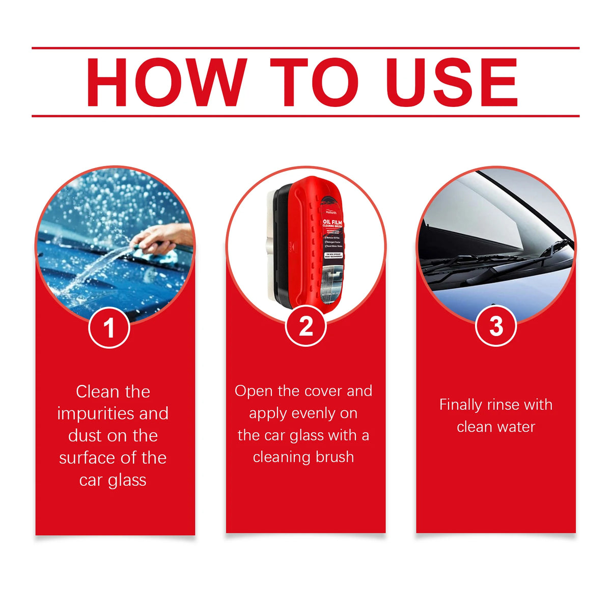 Car Windshield Oil Film Remover & Glass Cleaning Brush