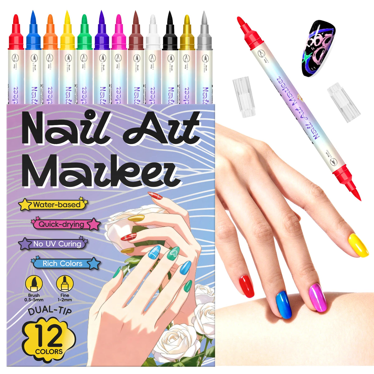 3D Nail Art Pens Set with Dual Tips