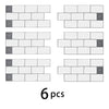 Six sets of 3D waterproof peel-and-stick kitchen wall tiles in various gray and white shades
