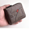 Men's Waxed Leather Card Holder Wallet with Zipper Coin Pocket