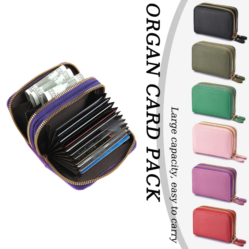 PU Leather Women's Multi-Slot Zipper Wallet Card Holder
