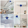 Extendable microfiber duster with two heads used for cleaning high ceilings and fans.