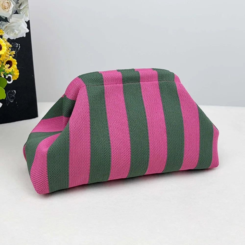 Striped Knit Tote Bag - Casual & Spacious Handbag