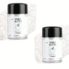 A clear jar of edible silver gray glitter powder labeled Edible Glitter for baking and dessert decoration.