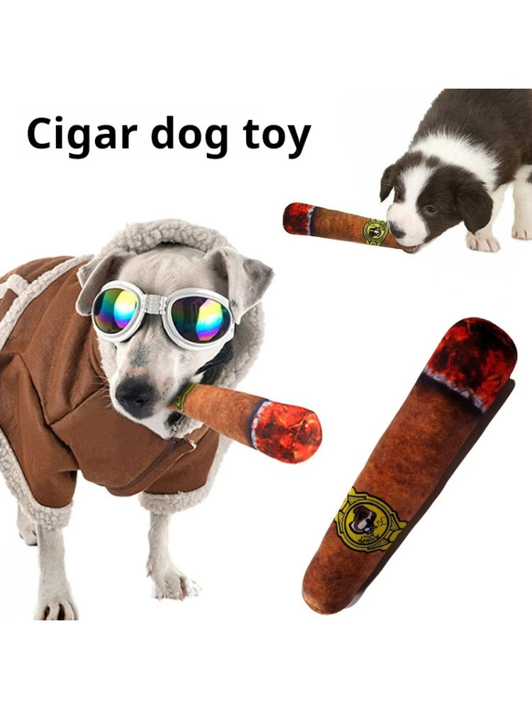 Squeaky Cigar-Shaped Plush Dog Toy