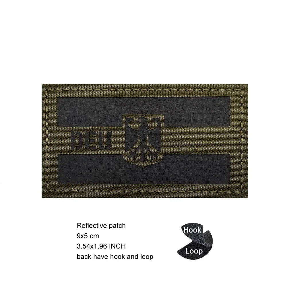 Luminous Reflective German Eagle Patch with Hook-and-Loop Backing