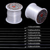 Spool of white nylon beading cord with various diameters shown for jewelry making