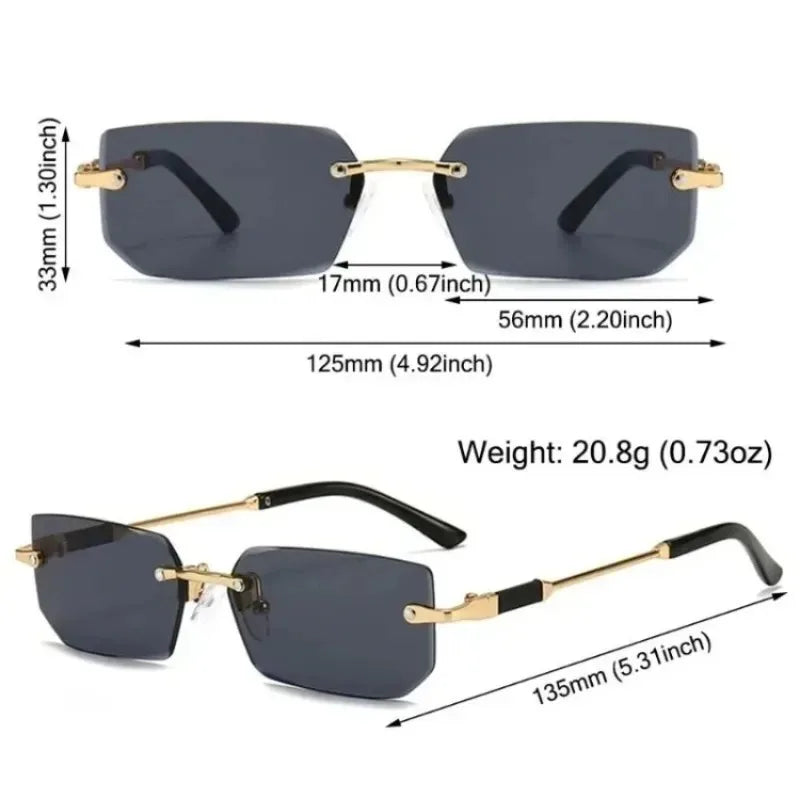 Rimless Rectangle Sunglasses with UV400 Protection