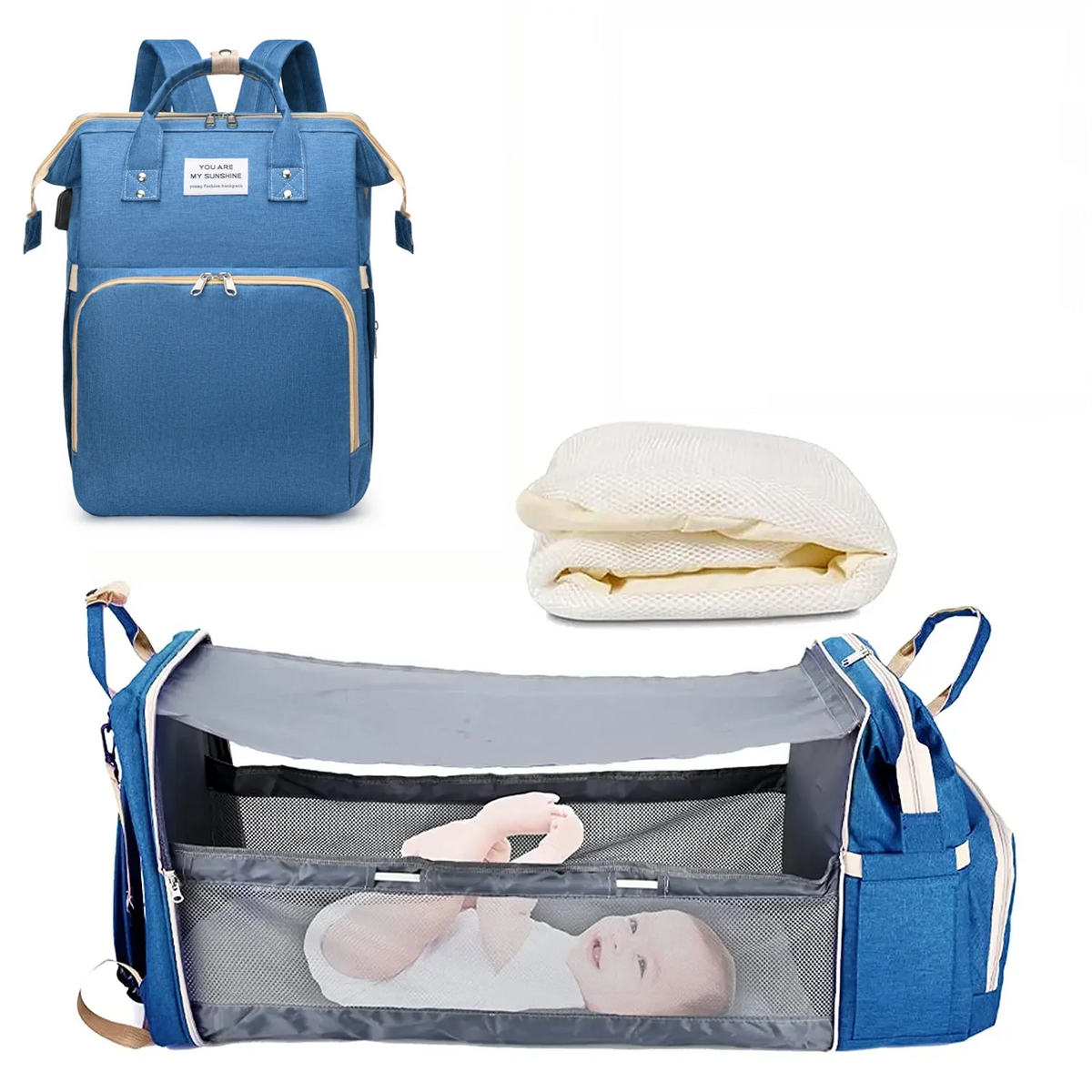 3-in-1 Diaper Bag Backpack with Foldable Changing Mat