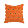 Orange plush throw pillow covers decorated with small pumpkin shapes.