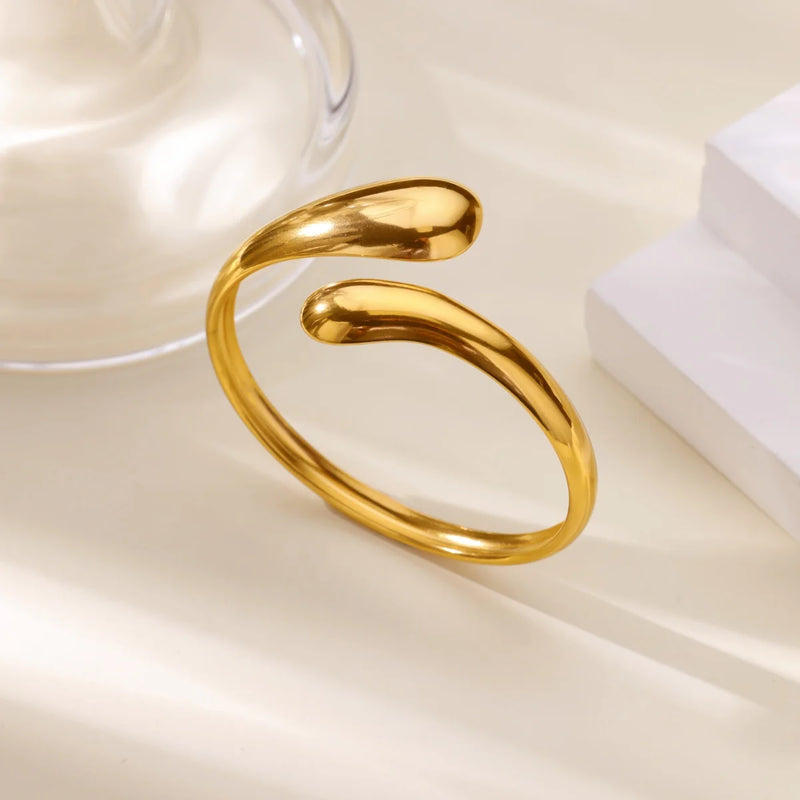 Adjustable Gold-Tone Stainless Steel Cuff Bracelet