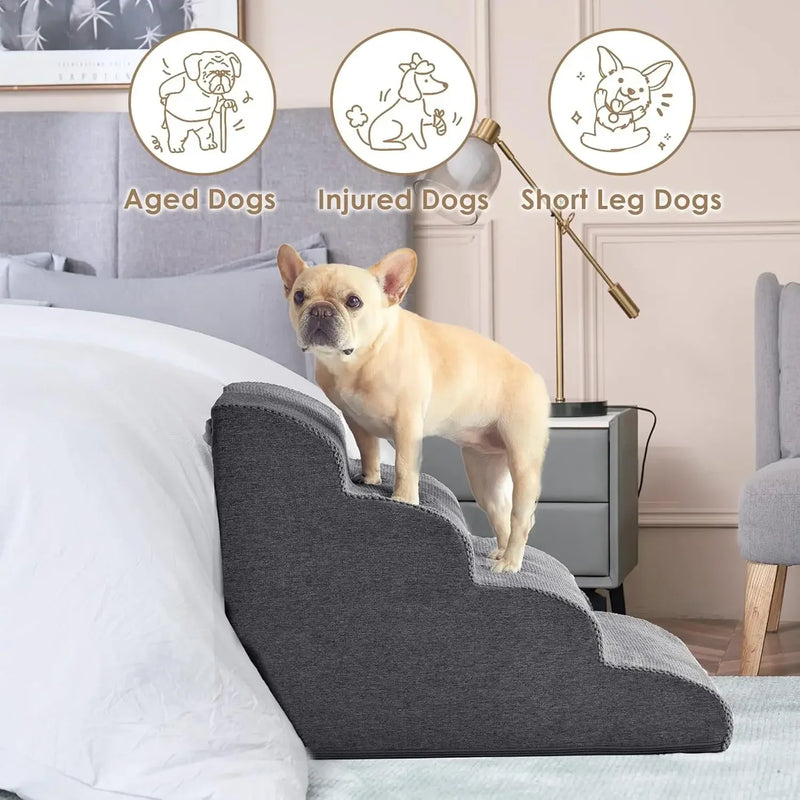 Curved Pet Stairs for Beds and Sofas