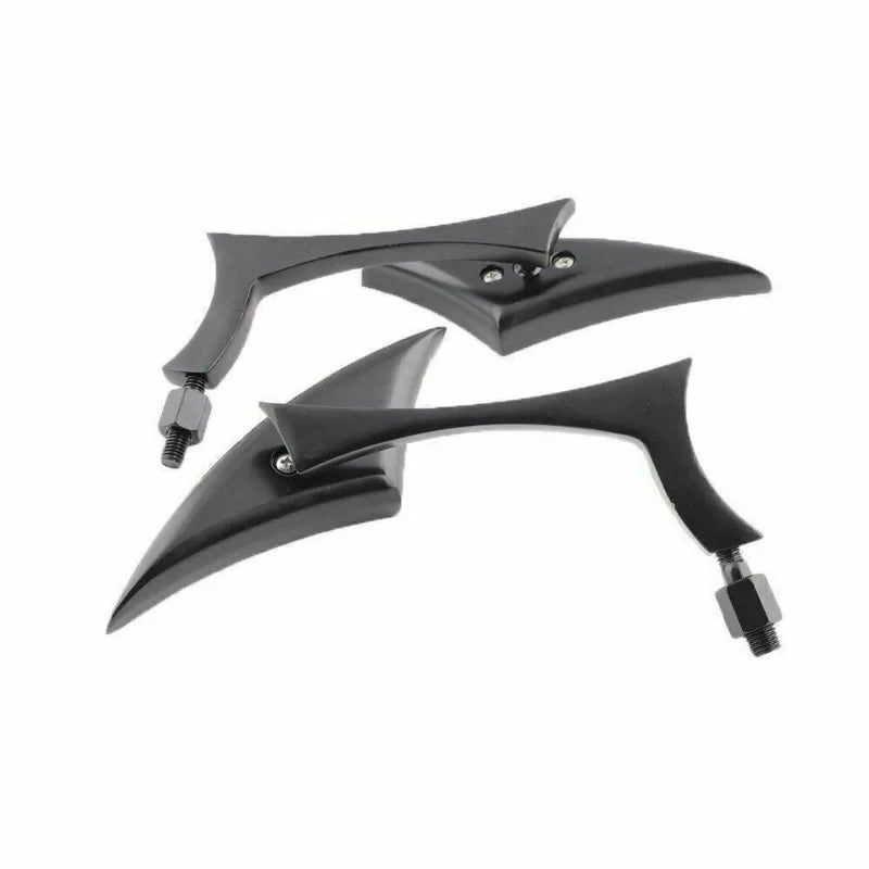 A set of black universal motorcycle side mirrors.