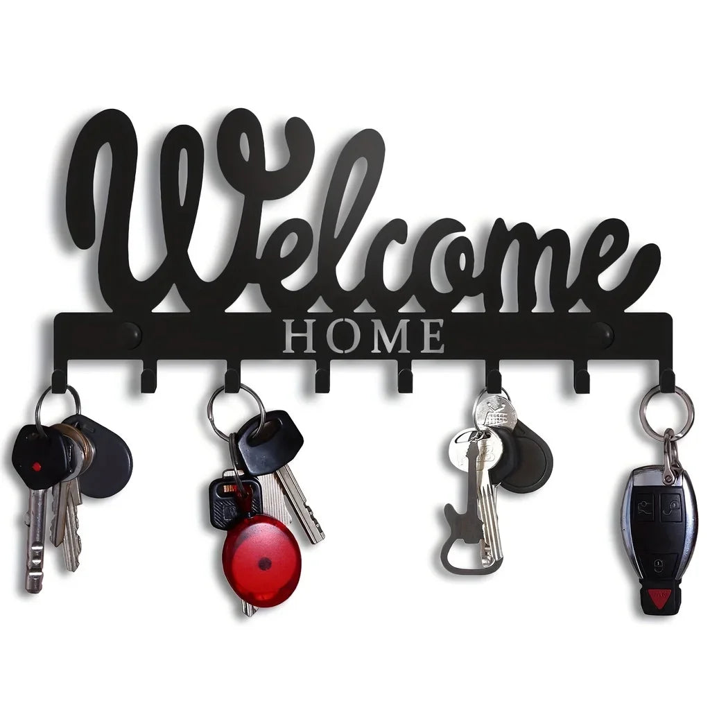 Wall-Mounted Metal Key Holder with 8 Hooks